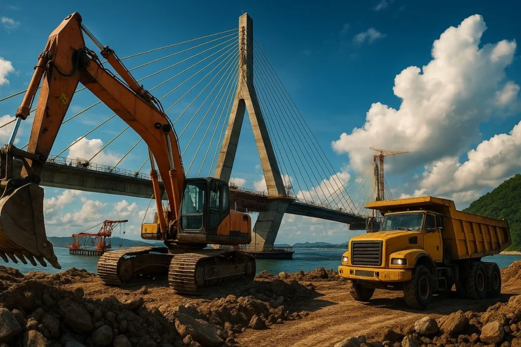 Com 80% concluída e 770 metros já executados, Ponte de Guaratuba avança em ritmo acelerado para transformar a mobilidade do litoral paranaense com trecho estaiado monumental, obras acessórias e impacto econômico crescente