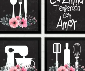 Decoração parede da cozinha com quadrinhos de lojas populares