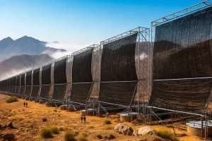 Com redes que colhem 36 mil litros de água do nevoeiro por dia e uma muralha verde de 30 milhões de hectares, a engenharia transforma desertos, vidro, pedra e óleo de girassol em água potável, TVs, telhados e sabão que protegem bilhões de pessoas pelo mundo