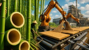 Mais duro que aço e crescendo 91 cm por dia, bambu move US$ 60 bilhões substituindo plástico e madeira com fibras ultra resistentes, colheita manual e alta tecnologia industrial