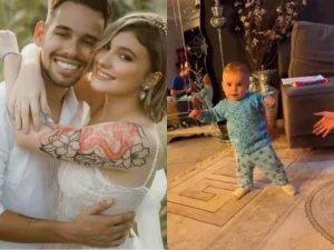 Lucas Borbas mostra 1º passo do filho Arthur após perda da mãe Isabel Veloso