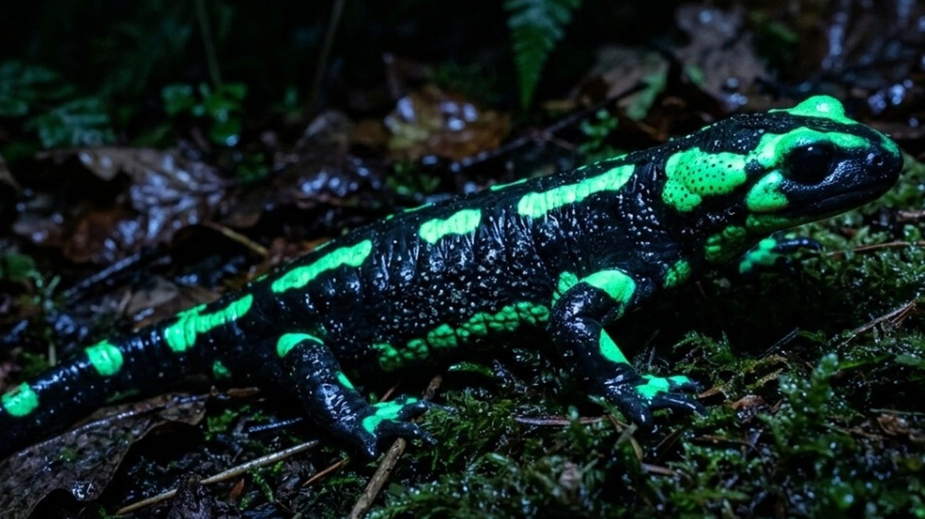 Salamandras-de-fogo desvendam segreto da biofluorescência sob a luz ultravioleta