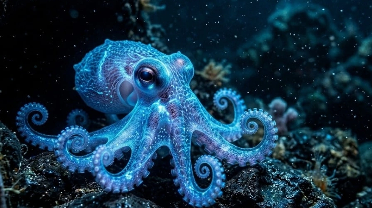 Descoberta inédita hoje nas Galápagos, polvo azul cabe na mão e choca cientistas